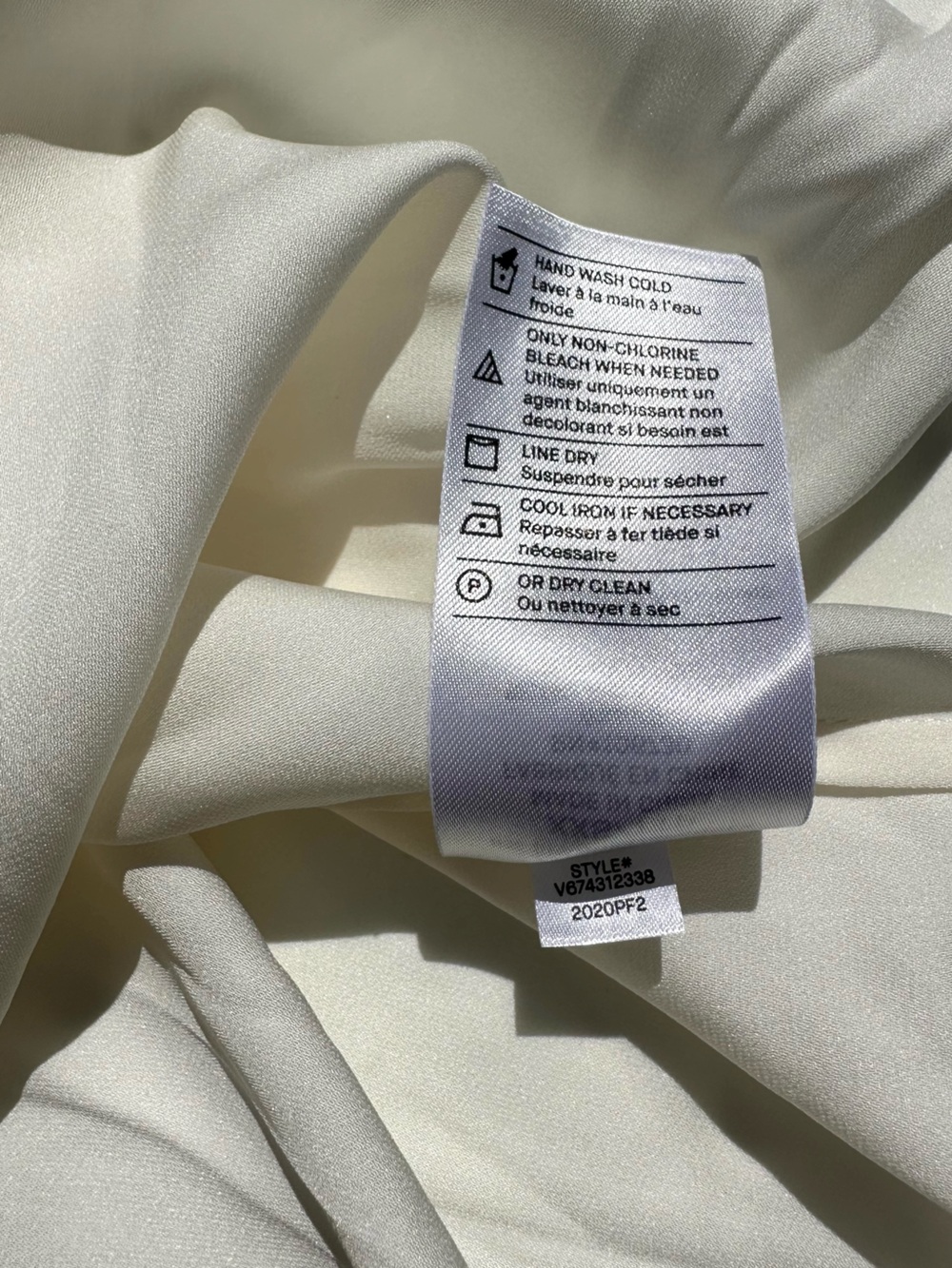 Vince Silk Satin (Stretch Washable) Mandarin Band Collar Blouse Ivory Cream, XXS - Picture 15 of 15